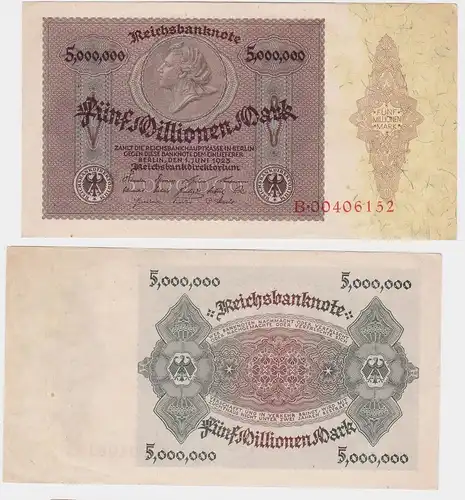 5 Millionen Mark Banknote Medaillon Schein 1.6.1923 Rosenberg 88 (121758)