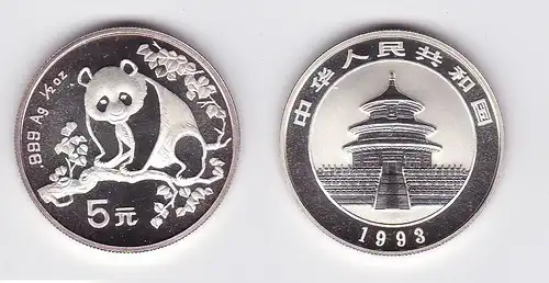 5 Yuan Silber Münze China 1993 Panda 1/2 Unze Silber (119697)