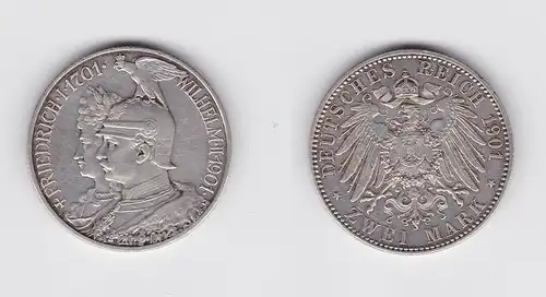 2 Mark Silbermünze Preussen 200 Jahre Königreich 1901 Jäger 105  (119820)