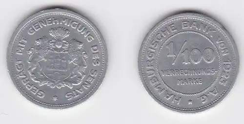 1/100 Verrechnungsmarke Notgeld Münze Hamburgische Bank von 1923 (123680)