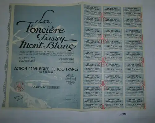 100 Francs Aktie La Foncière Tassy Mont-Blanc 29. November 1928 (127804)
