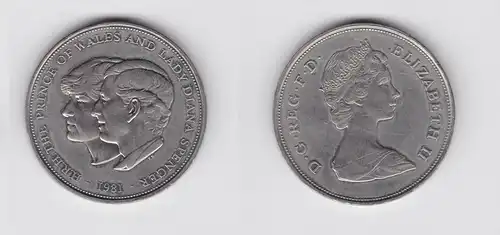 5 Schilling Crown Nickel Münze Großbritannien Hochzeit Diana 1981 (119922)