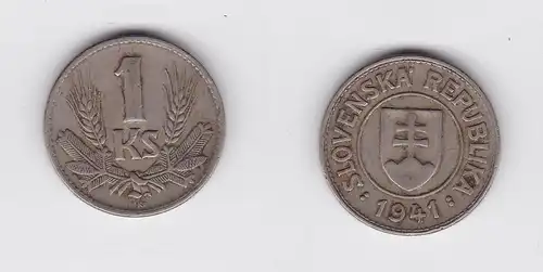 1 Krone Nickel Münze Slowakei 1941 (119889)