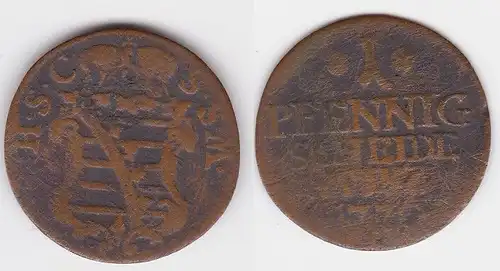 1 Pfennig Kupfer Münze Sachsen Coburg Saalfeld 1770 (124894)