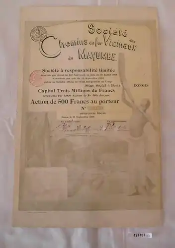 500 Francs Aktie Chemins de fer Vicinaux du Mayumbe Kongo Boma 1898 (127787)