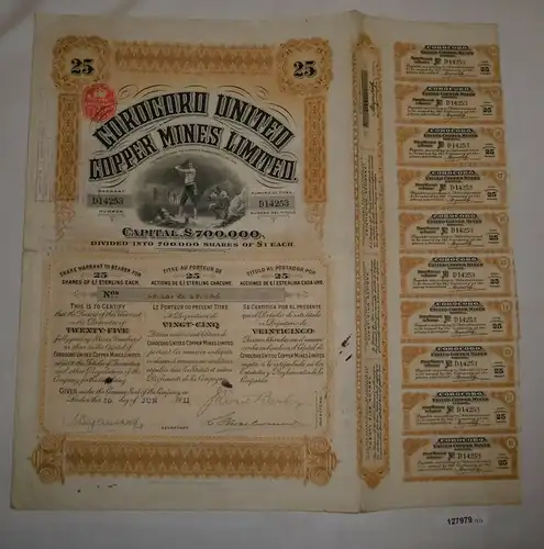25 Aktien à 1 Pfund Corocoro United Copper Mines Limited London 1911 (127979)