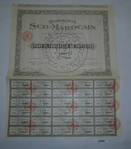 500 Francs Aktie Compagnie du Sud-Marocain Paris 21. Juli 1923 (127806)