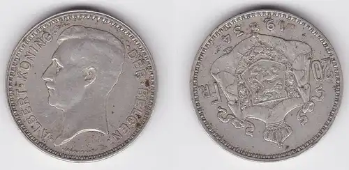 20 Francs Silber Münze Belgien 1934 (123856)