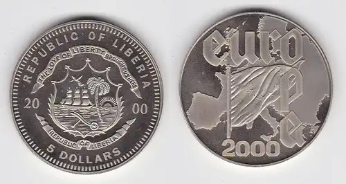 5 Dollar Nickel Münze Liberia 2000 Europa (140679)