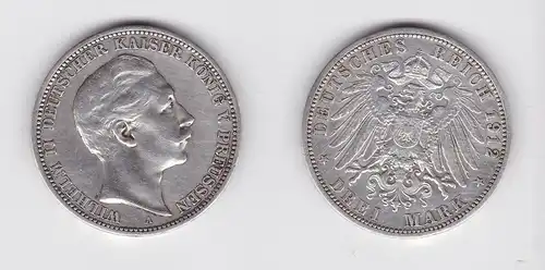 3 Mark Silbermünze Preussen Kaiser Wilhelm II 1912 A Jäger 103 (132524)