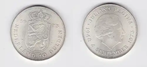 10 Gulden Silber Münze Niederlande 1973 (132248)