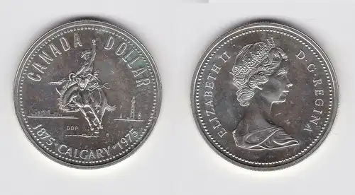 1 Dollar Silber Münze Canada Kanada 100 Jahre Stadt Calgary 1975 (133449)