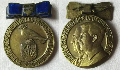DDR Medaille Friedensaufgebot der Deutschen Jugend FDJ 1950 (115721)