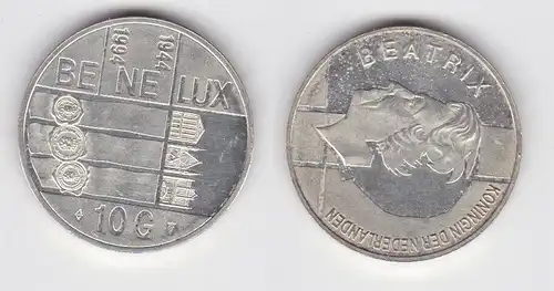 10 Gulden Silber Münze Niederlande BENELUX 1944-1994 (141449)