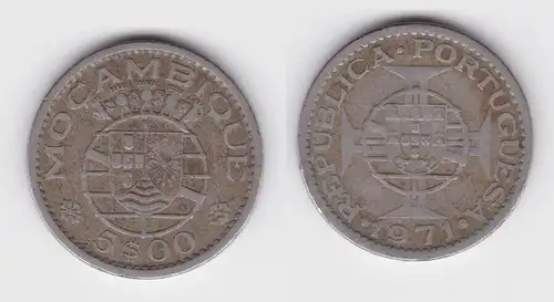 5 Escudos Kupfer Nickel Münze Mosambik Moçambique 1971 (112008)