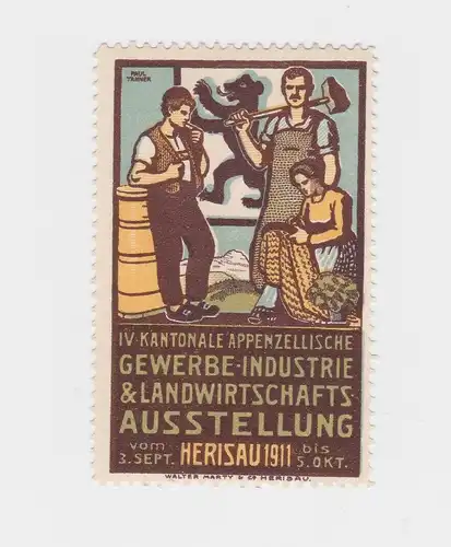 seltene Vignette Gewerbe Ind. & Landwirtschaftsausstellung Herisau 1911 (94570)