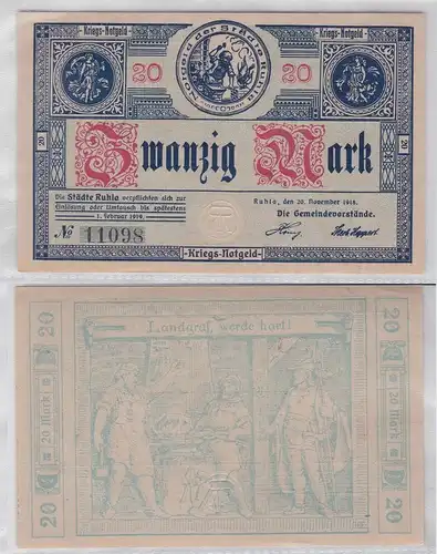 20 Mark Banknote Kriegsnotgeld Städte Ruhla 20.11.1918 ohne Aufdruck (119924)