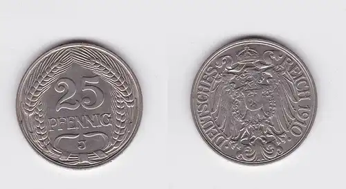 25 Pfennig Nickel Münze Kaiserreich 1910 J (119586)