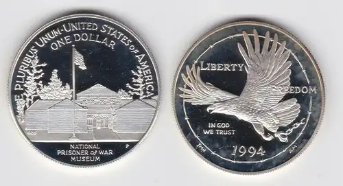 1 Dollar Silber Münze USA 1994 POW Kriegsgefangenen Museum PP (125246)