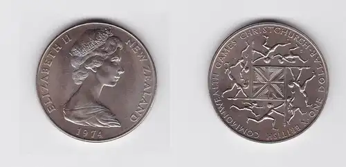 1 Dollar Nickel Münze Neuseeland 1974 Commonwealthgames (119748)
