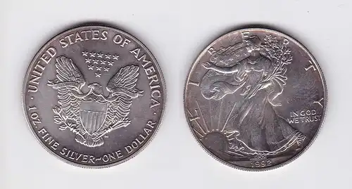 1 Dollar Silber Münze Silver Eagle USA 1992 1 Unze Feinsilber  (119749)