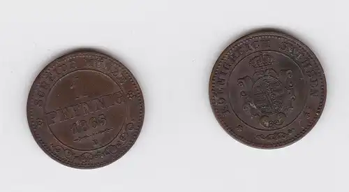 1 Pfennig Kupfer Münze Sachsen 1865 B (113244)
