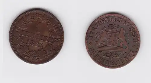 1 Kreuzer Kupfer Münze Nassau 1863 (119304)