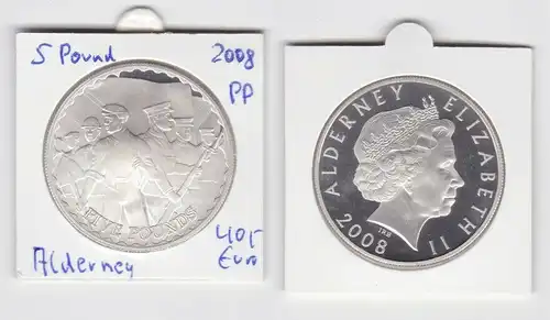 5 Pfund Silbermünze Alderney 2008 Rekrutierung 1.Weltkrieg PP (143703)