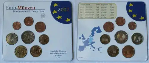 BRD KMS Kursmünzensatz Umlaufmünzenserie 2002 - F - Stuttgart Stgl. (135161)