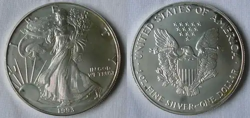 1 Dollar Silber Münze Silver Eagle USA 1993 1 Unze Feinsilber (125486)