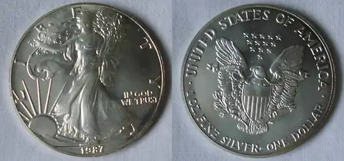 1 Dollar Silber Münze Silver Eagle USA 1987 1 Unze Feinsilber (125494)