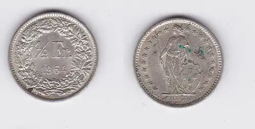 1/2 Franken Silber Münze Schweiz 1964 B (117985)