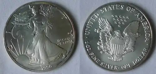 1 Dollar Silber Münze Silver Eagle USA 1990 1 Unze Feinsilber (125522)