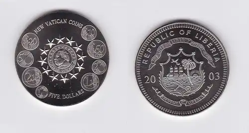5 Dollar Nickel Münze Liberia 2003 neue Vatikanmünzen (118485)