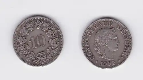 10 Rappen Kupfer Nickel Münze Schweiz 1902 B (118043)
