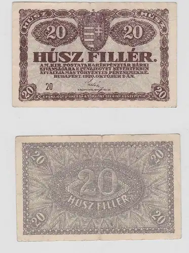 20 Filler Banknote Ungarn 2.Oktober 1920 (118185)
