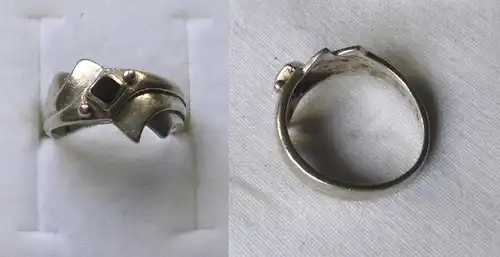 hübscher Damen Ring Silber mit kleinem schwarzen Stein (122799)