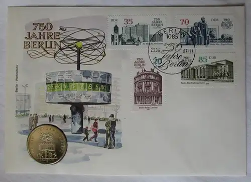 DDR Numisbrief mit 5 Mark 750 Jahre Berlin Alexanderplatz 1987 (115254)