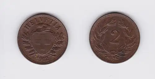 2 Rappen Kupfer Münze Schweiz 1912 (118076)