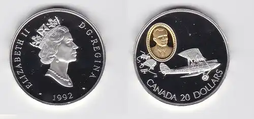 20 Dollar Silbermünze Kanada "Gipsy Moth" de Havilland 1992 (118027)