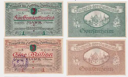 500000 & 1 Million Mark Banknoten Gemeinde Gonsenheim 17.August 1923 (117351)