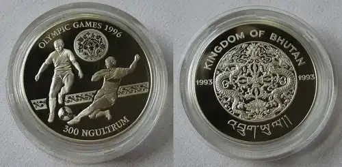 300 Ngultrum Silber Münze Bhutan Olympiade 1996 Atlanta Fussball 1993 (134154)