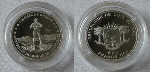 500 Francs Silbermünze Elfenbeinküste Cote D´Ivoire 2008 (134075)