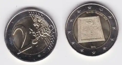 2 Euro Gedenkmünze Malta 2015 AUSRUFUNG DER REPUBLIK MALTA 1974 Stgl. (129372)