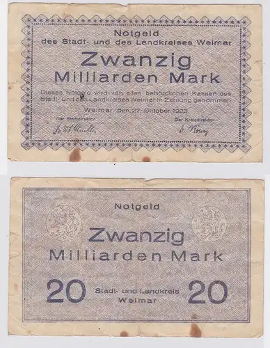 20 Milliarden Mark Banknote Landkreis Weimar 27.1.01923 (117294)