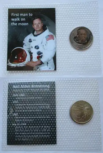 Coincard "First man to walk on the moon" 1/4 Dollar 2002 Neil Armstrong (108215)