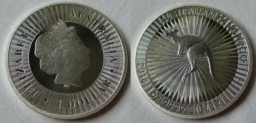 1 Dollar Silber Münze Australien Kangaroo Känguru 2018 1 Unze Ag (134076)