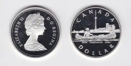 1 Dollar Silbermünze Kanada Indianer im Kanu vor der Skyline von Toronto(118237)