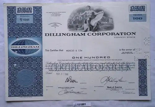 Aktie 100 Dollar Dillingham Corporation Honolulu 31.5.1968 (111881)