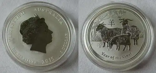 1 Dollar Silber Münze Australien Jahr der Ziege 1 Unze Feinsilber 2015 (134314)